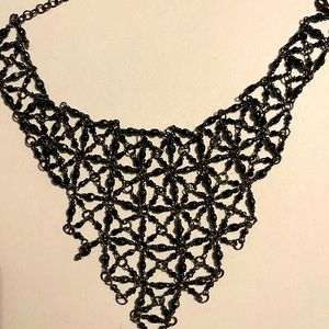 Black beaded choker style necklace